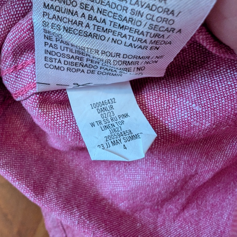 Janie and Jack Linen-Cotton Pink/Red Button-Down Shirt EUC 2T - Picture 8 of 8